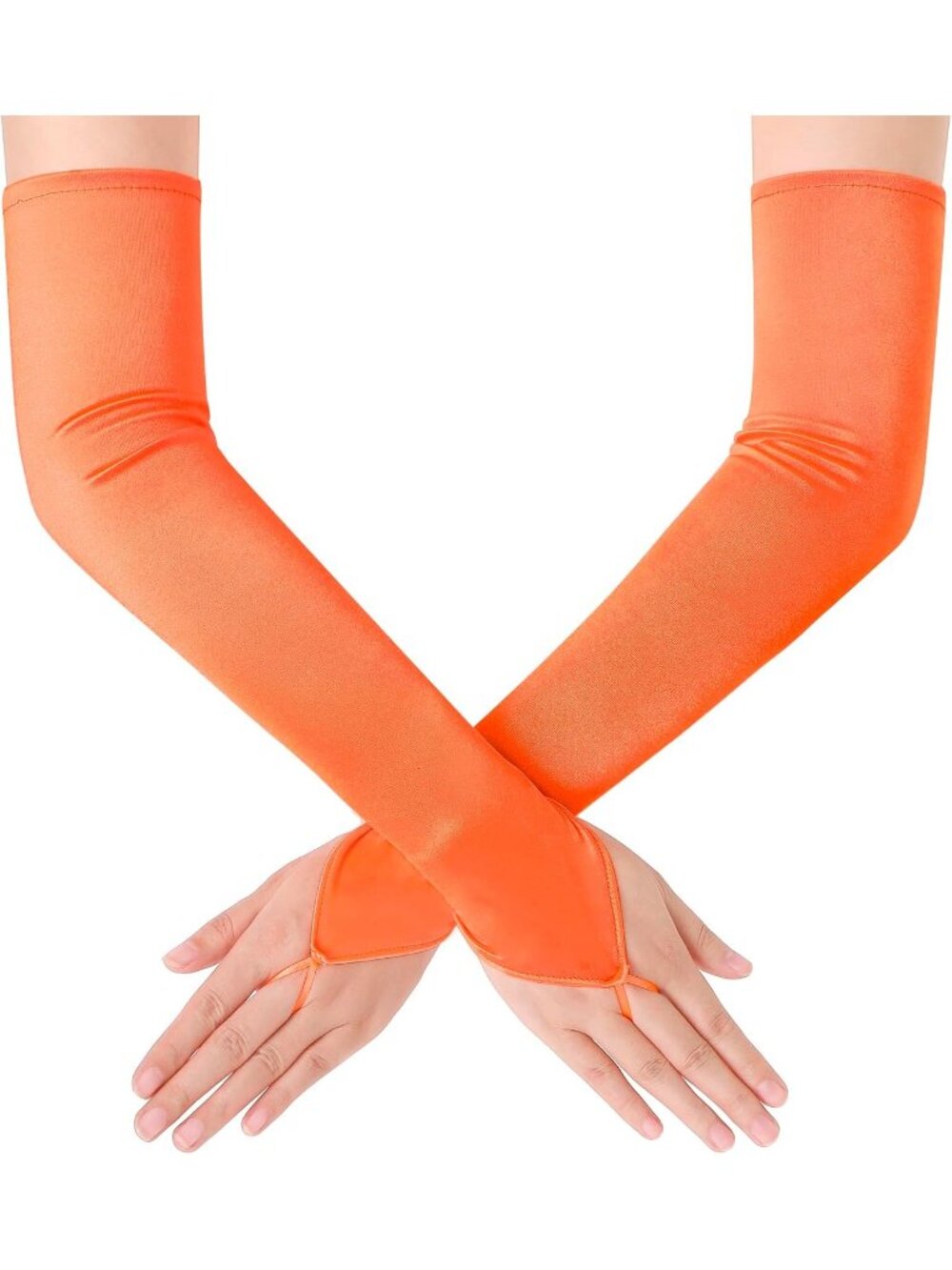 Women's Orange Fingerless 1920s V-shaped Hook Finger Flapper Opera Gloves